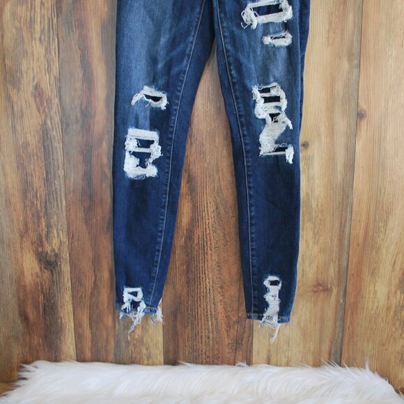 American Eagle Distressed Next Level Stretch Hi Rise Jegging Crop Size 0 - Picture 2 of 8